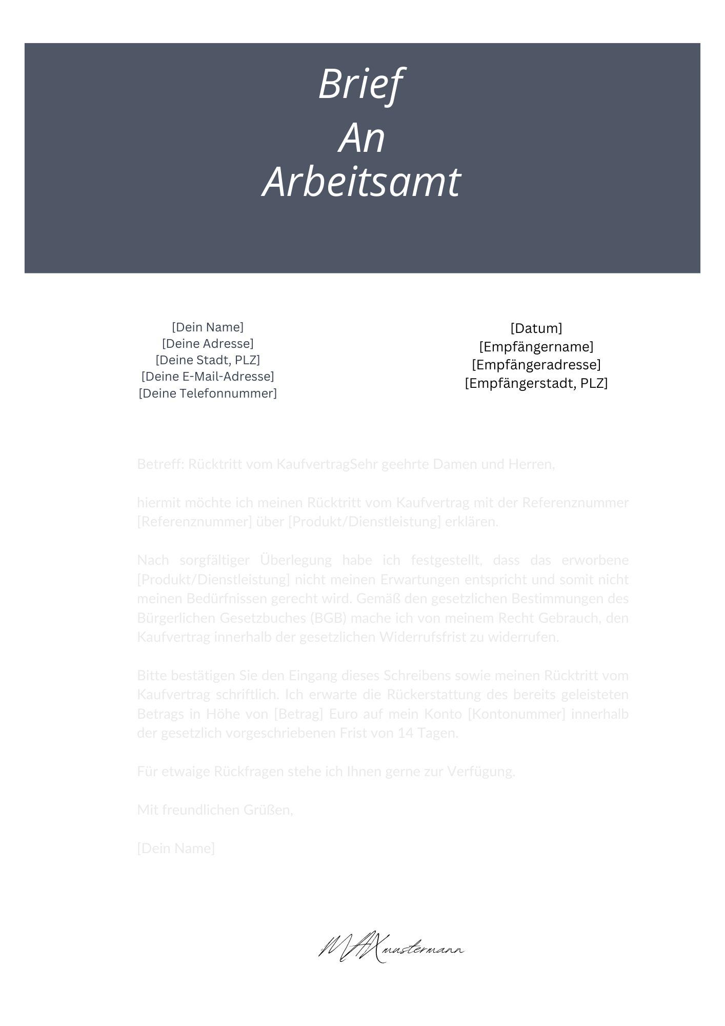 Brief An Arbeitsamt