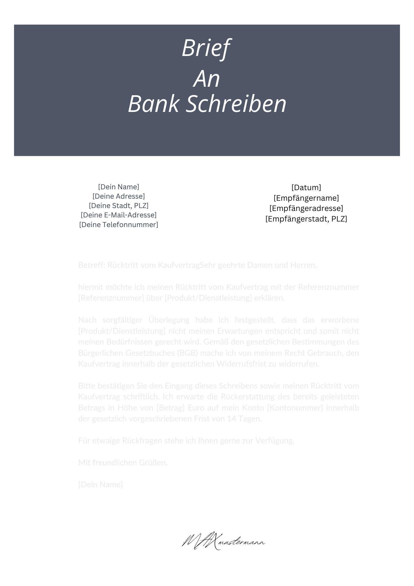 Brief An Bank Schreiben