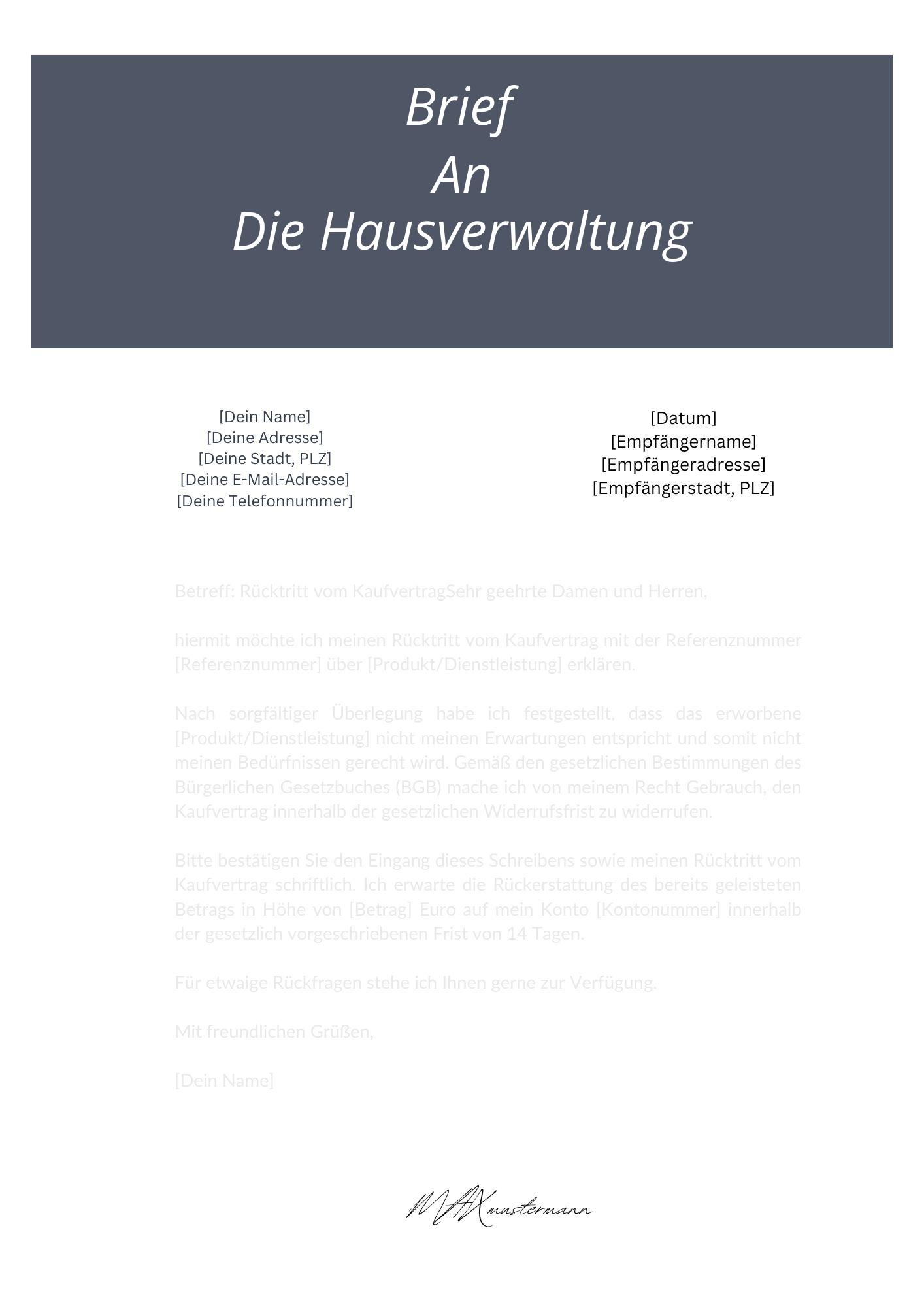 Brief An Die Hausverwaltung