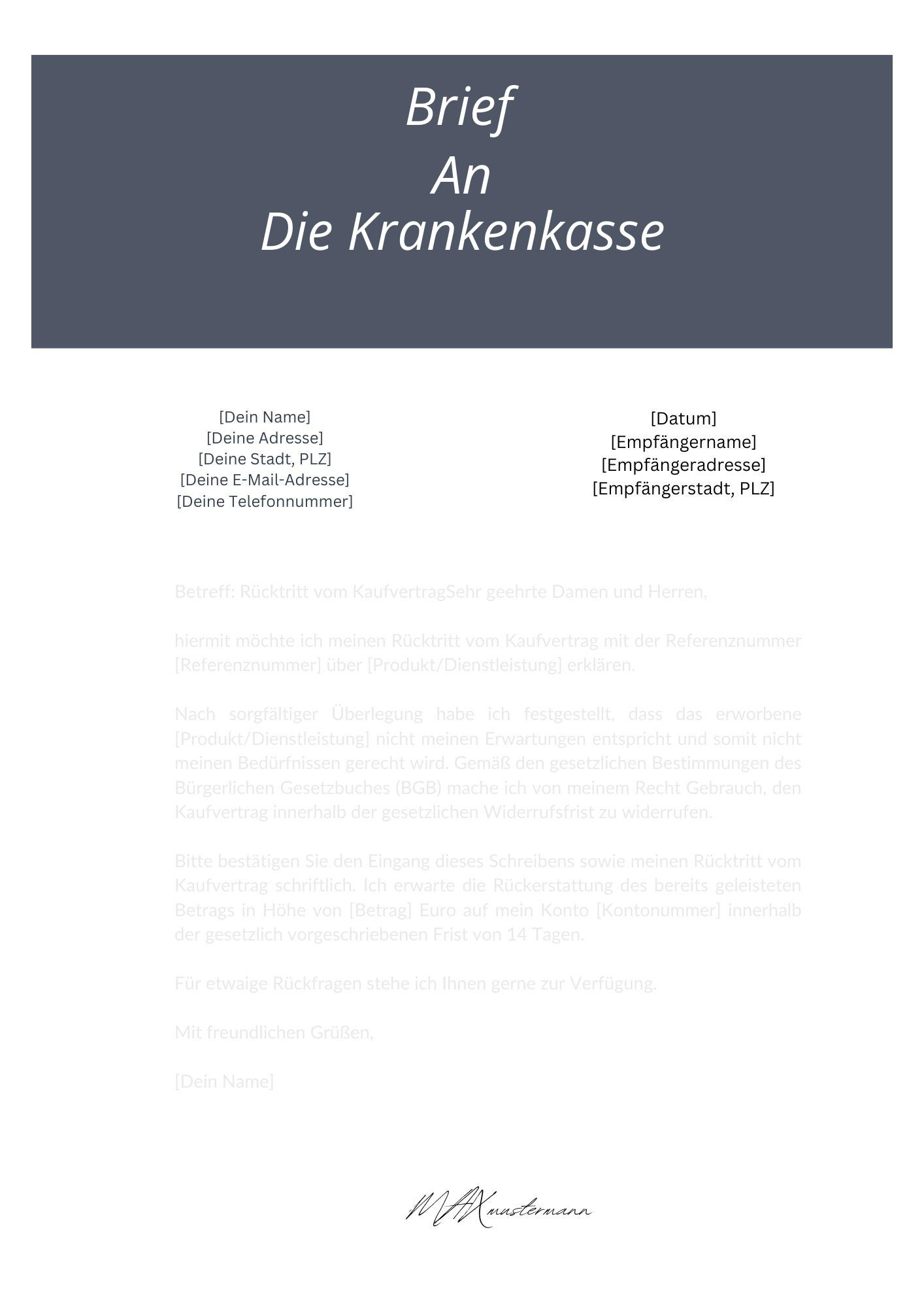 Brief An Die Krankenkasse