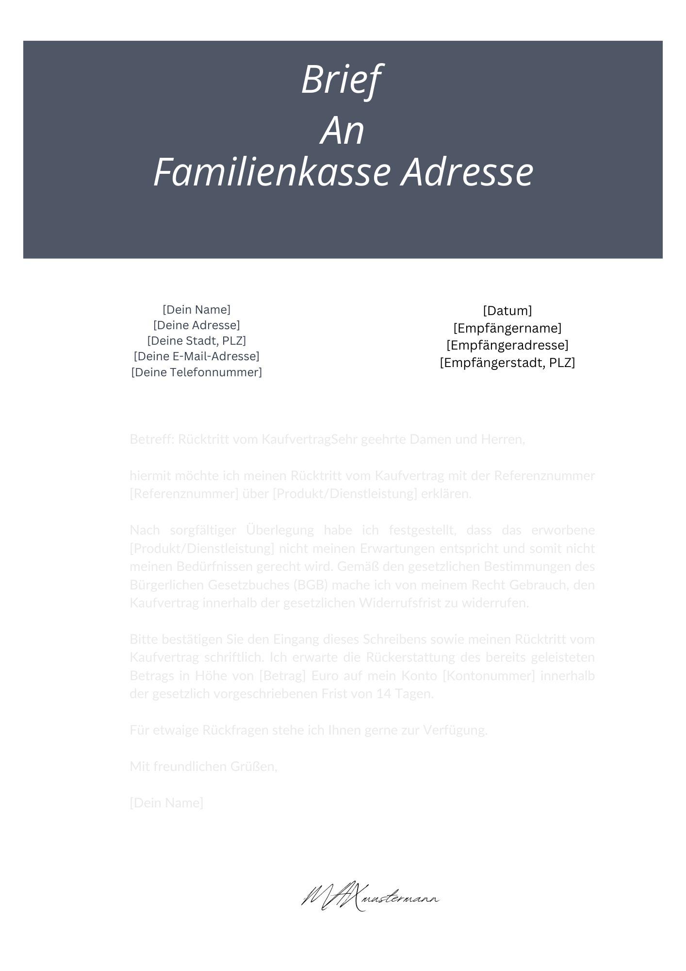 Brief An Familienkasse Adresse