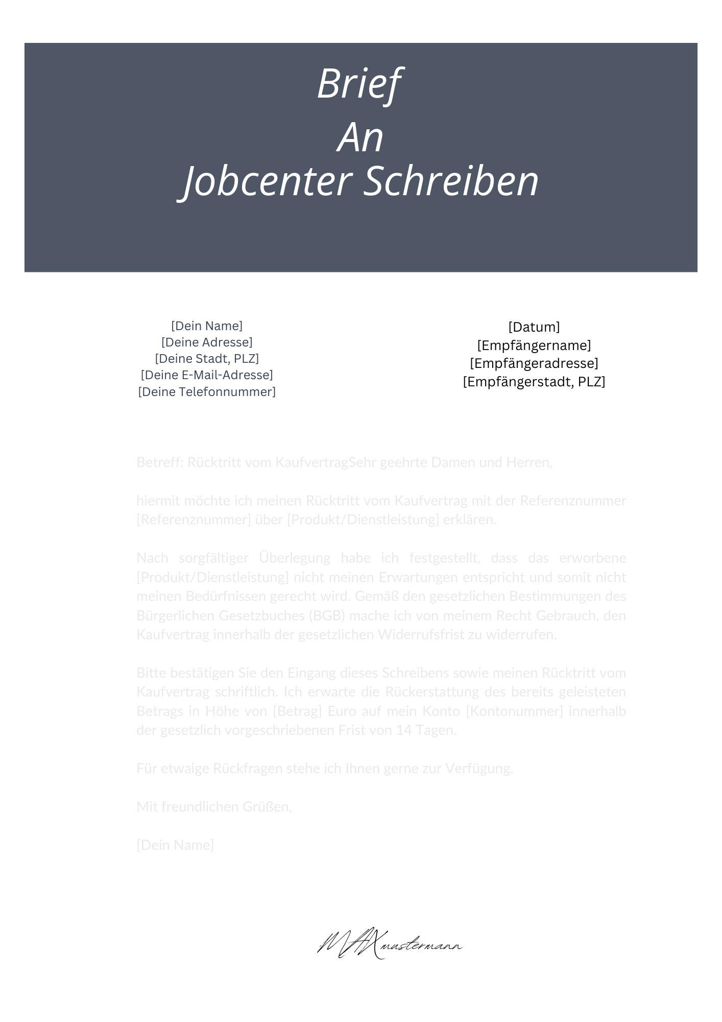 Brief An Jobcenter Schreiben