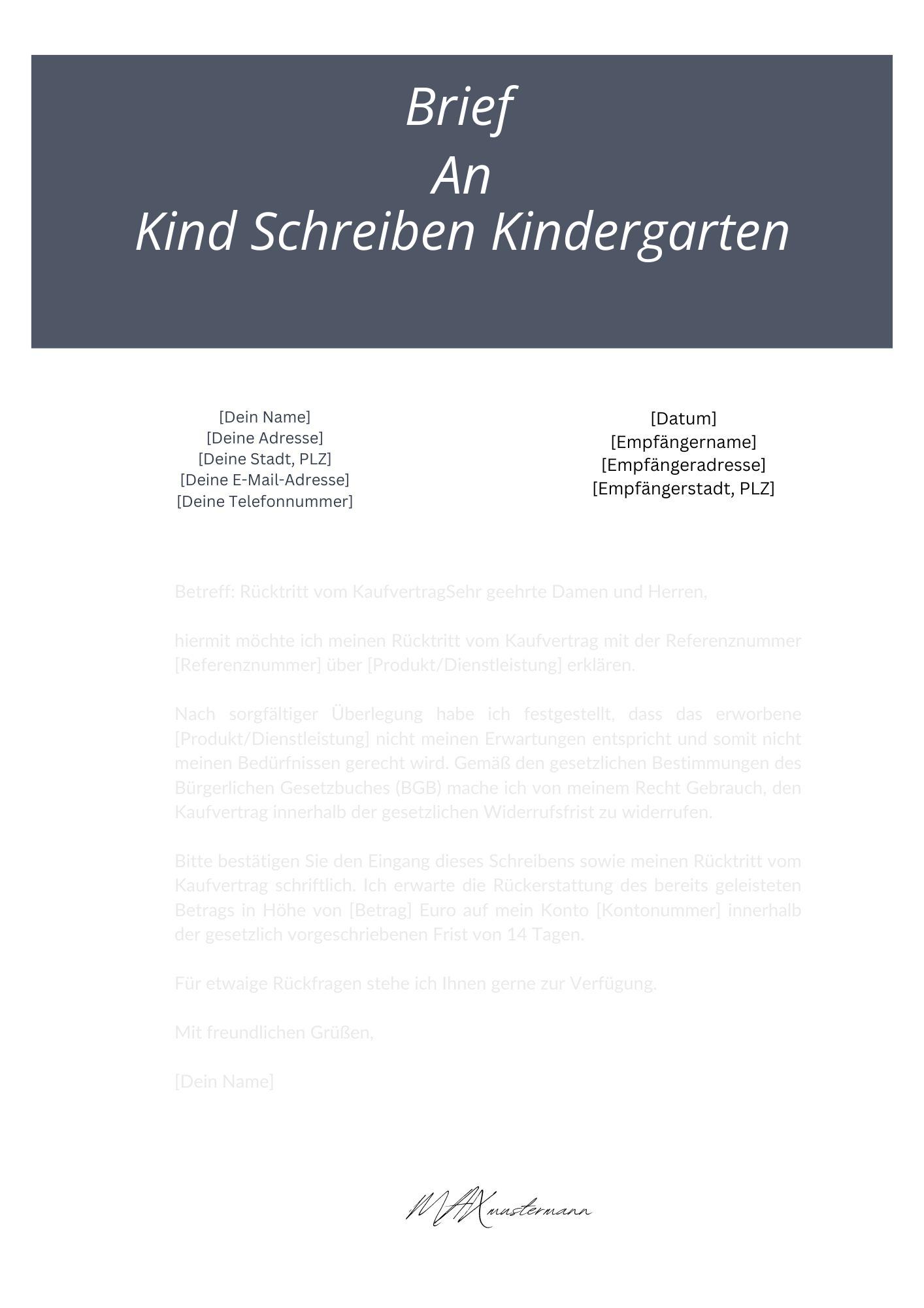 Brief An Kind Schreiben Kindergarten