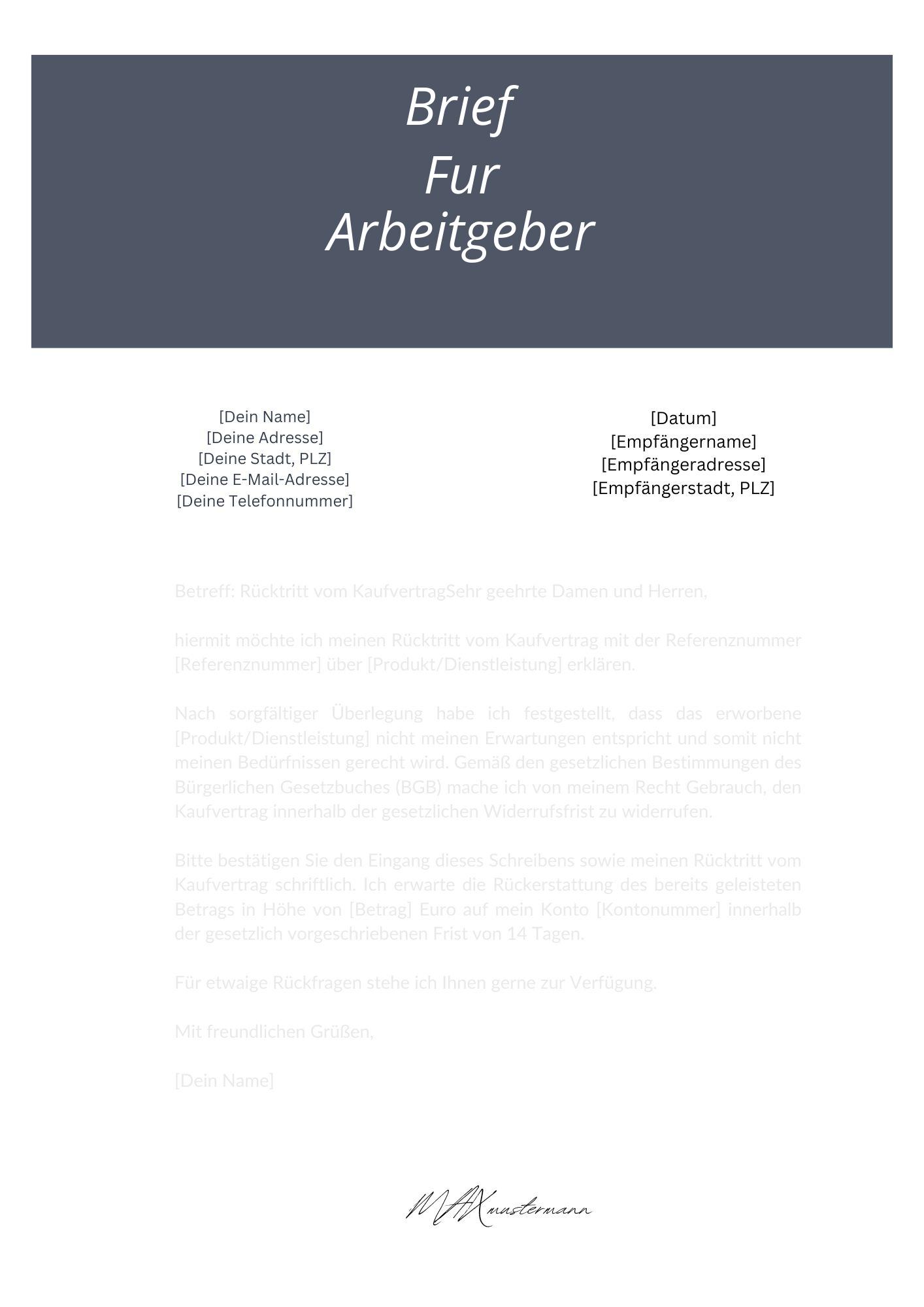 Brief Für Arbeitgeber