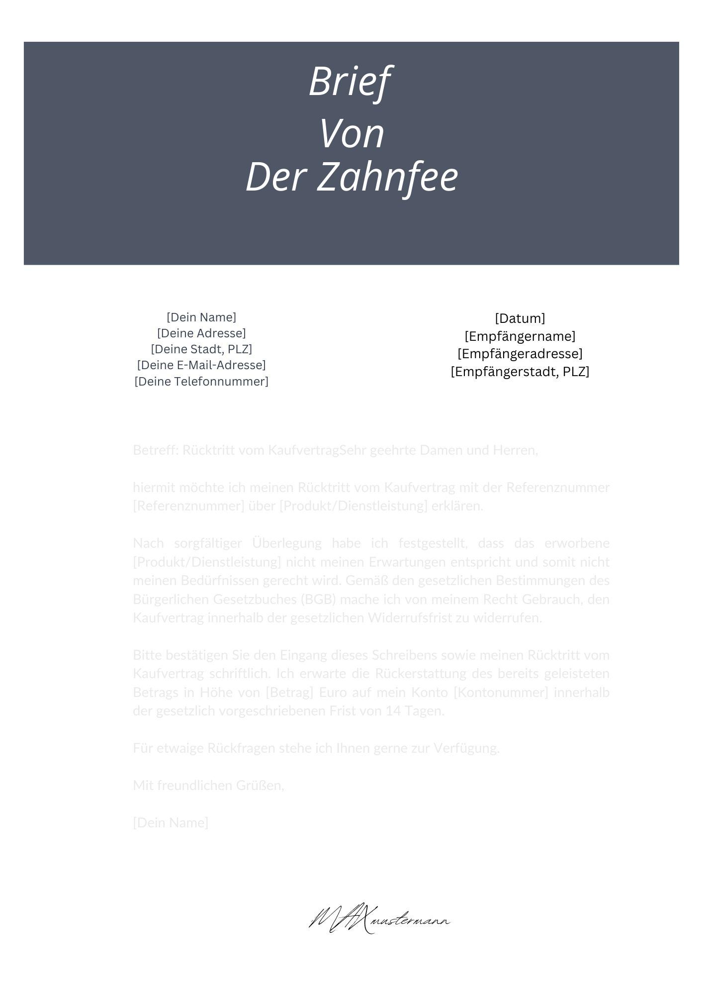 Brief Von Der Zahnfee