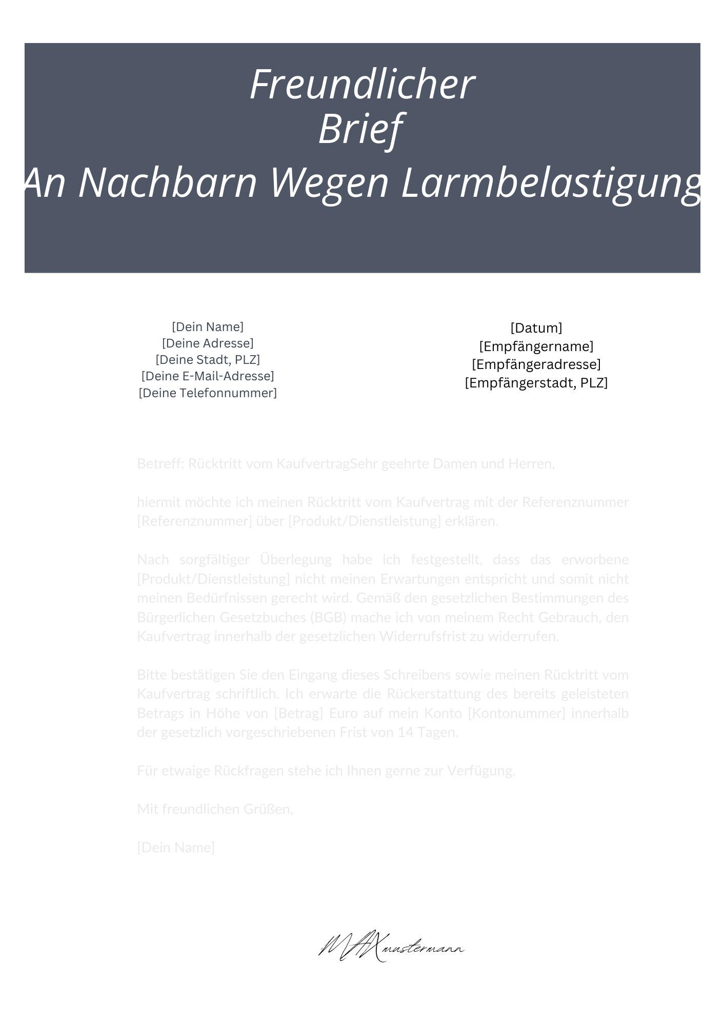 Freundlicher Brief An Nachbarn Wegen Lärmbelästigung