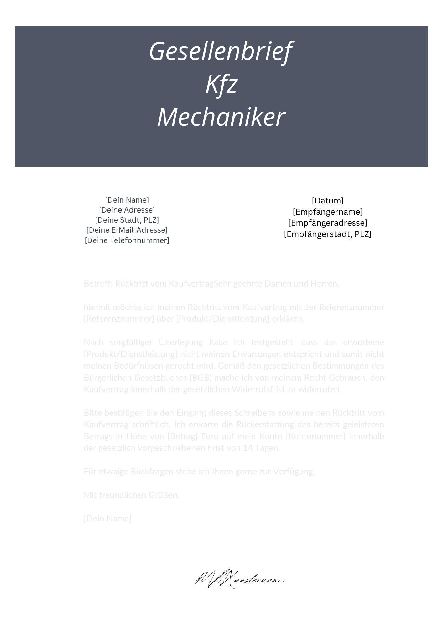 Gesellenbrief Kfz Mechaniker